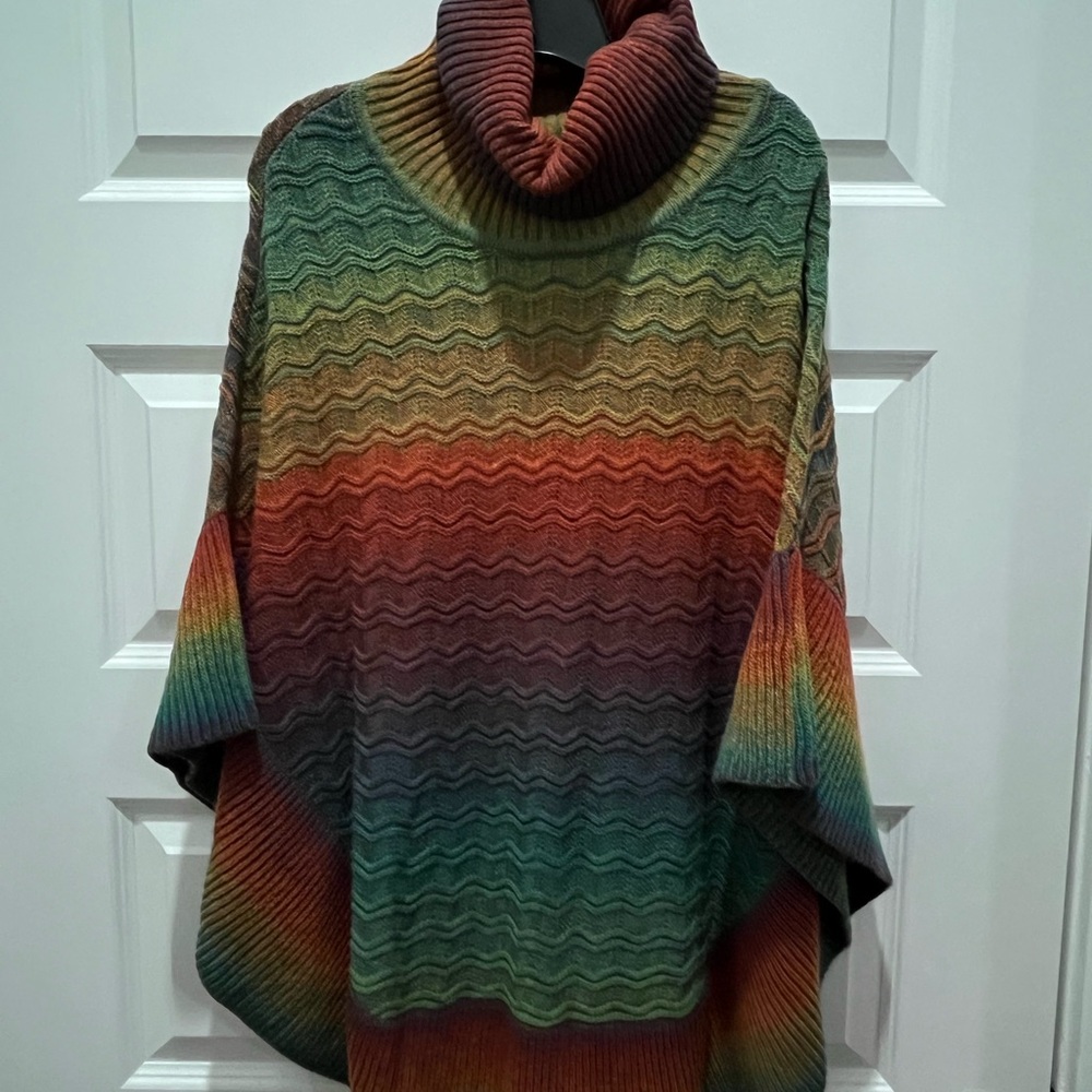 Soft Surroundings Vibrant Wave Turtleneck Sweater/Poncho